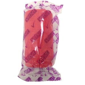 Red veterinary bandage wrap in packaging.